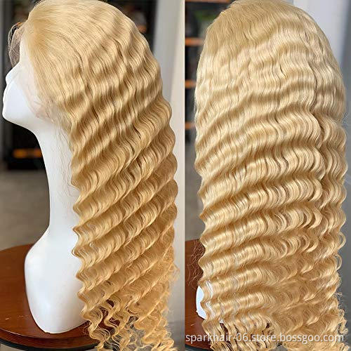 180 Density Hd Lace Cuticle Aligned Virgin Wigs Vendor 613 13X6 13x4 Water Wave Blonde Frontal Wigs 613 Blonde Lace Frontal Wig